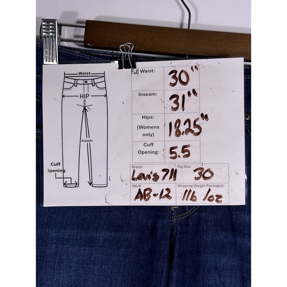 Levis‎ 711 Jeans Womens Sz 30 Dark Blue Faded Skinny Preppy Stretch Denim-30x31 - Picture 3 of 15